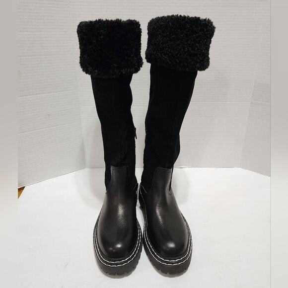 Splendid Antonia Sherpa trimmed black suede and leather boots Women's size 7 new - Picture 6 of 12